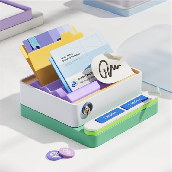 Graphic depicting an organizer that contains documents and other privacy related user information.